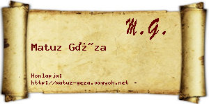 Matuz Géza névjegykártya